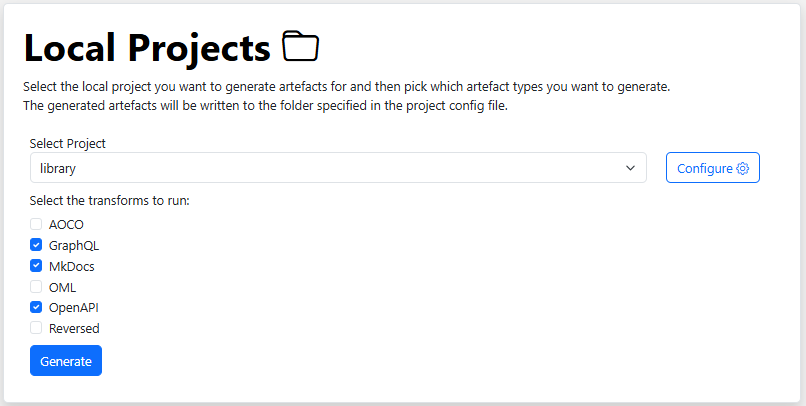 Running MTT Generators on a project